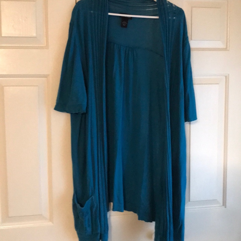 Turquoise short sleeve cardigan